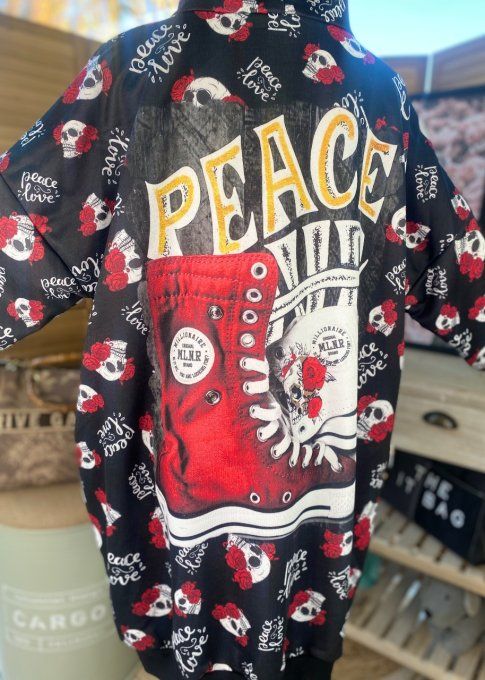 Sweat à capuche long ou robe sweat Peace & Love Mexican Skulls du 42 au 52/54 