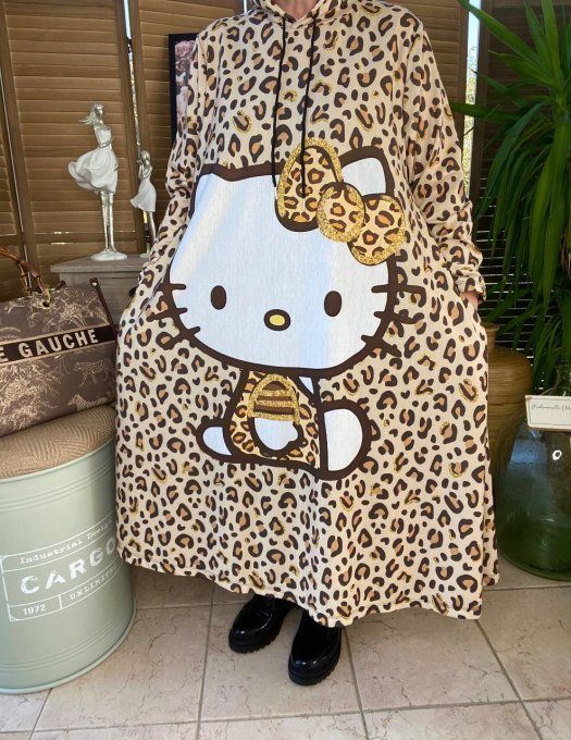 Robe sweat à capuche Léopard Hello Kitty du 38 au 48