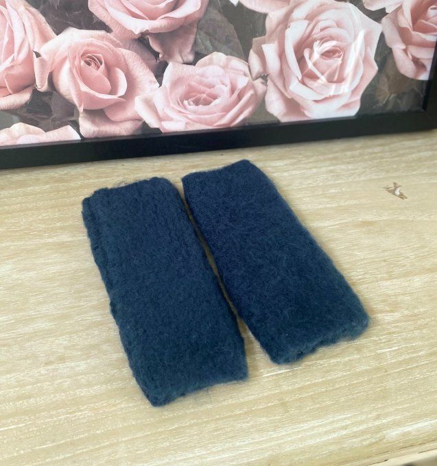 Mitaines manchettes bleu marine en maille toucher  Mohair douceur ++++  toutes tailles