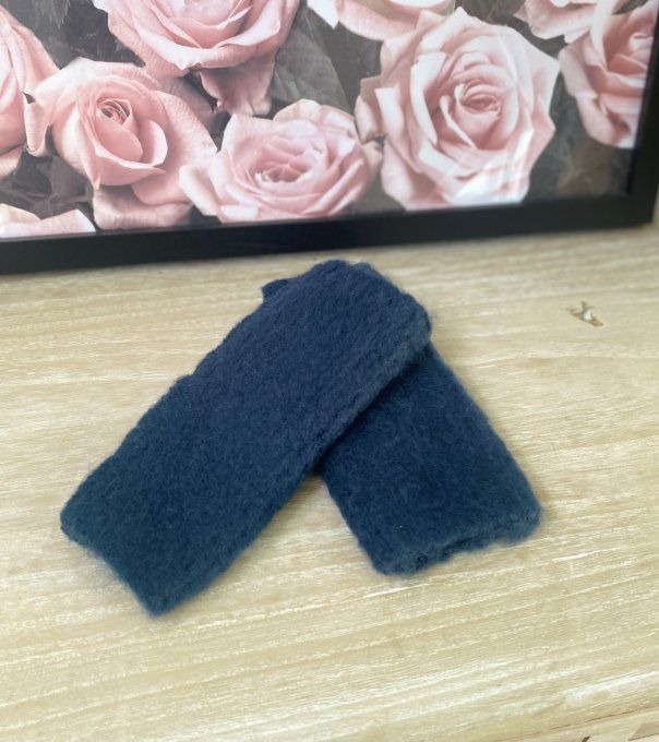 Mitaines manchettes bleu marine en maille toucher  Mohair douceur ++++  toutes tailles