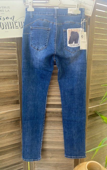 Jeans skinny bleu stone foncé droit push up stretch confort +++ du 36 au 48 