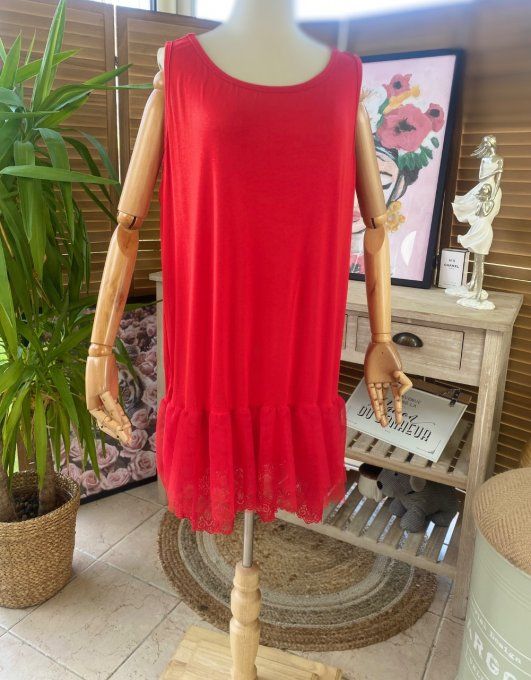 Fond de robe BIS rouge viscose et dentelle confort +++ du 40 au 50