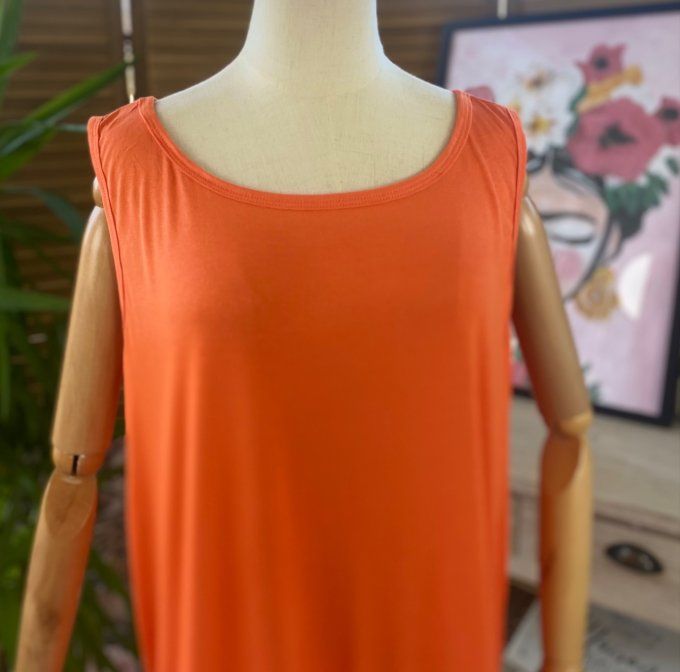 Fond de robe BIS orange viscose et dentelle confort +++ du 40 au 50