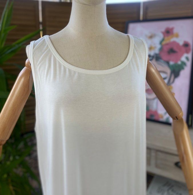 Fond de robe BIS blanc viscose et dentelle confort +++ du 40 au 50