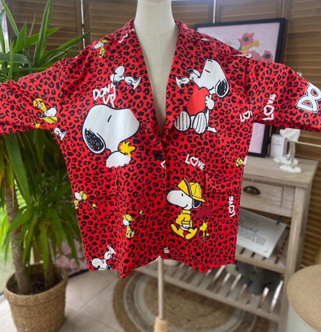 Veste blazer ample Léopard rouge Love Snoopy du 42 au 50/52 et + 