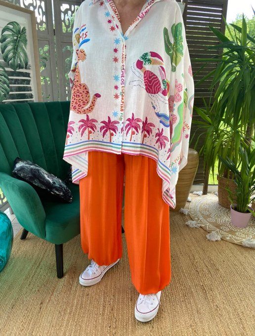 Pantalon sarouel coton orange ample confort et douceur ++++ du 38 au 46/48
