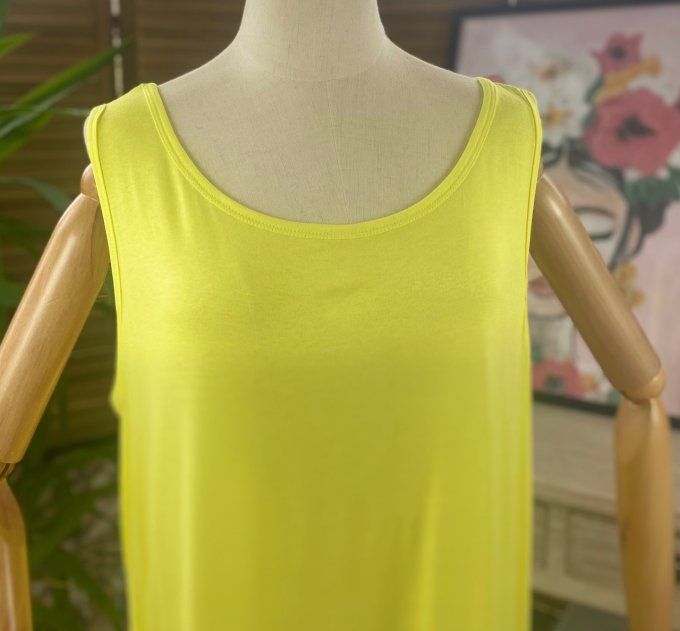 Fond de robe BIS jaune viscose et dentelle confort +++ du 40 au 50