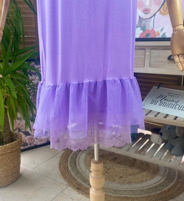 Fond de robe BIS Lilas viscose et dentelle confort +++ du 40 au 50