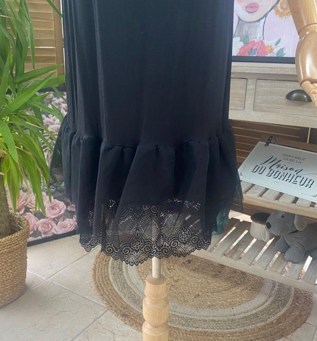 Fond de robe BIS noir viscose et dentelle confort +++ du 40 au 50