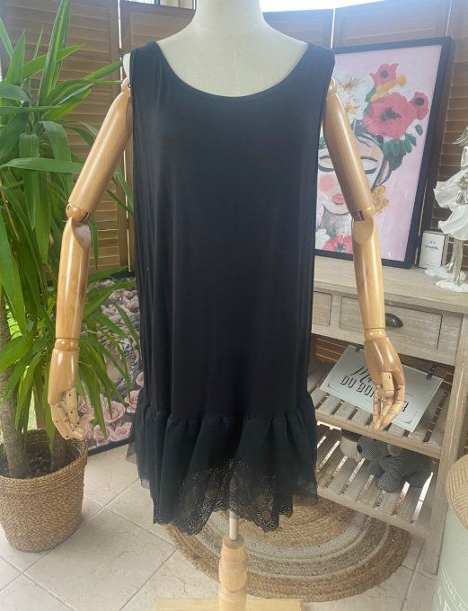 Fond de robe BIS noir viscose et dentelle confort +++ du 40 au 50