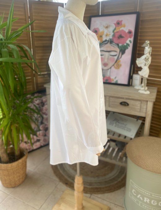 Chemise blanche ample popeline coton du 38 au 48