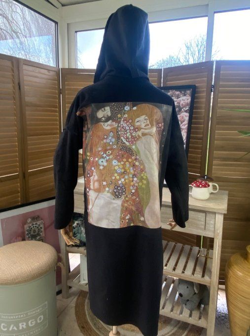 Manteau à capuche effet peau & fausse fourrure Gustav Klimt Serpents d'Eau du 34 au 42 