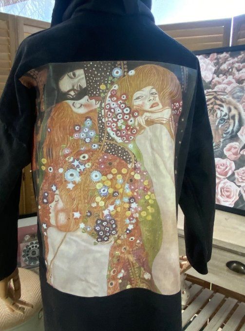 Manteau à capuche effet peau & fausse fourrure Gustav Klimt Serpents d'Eau du 34 au 42 