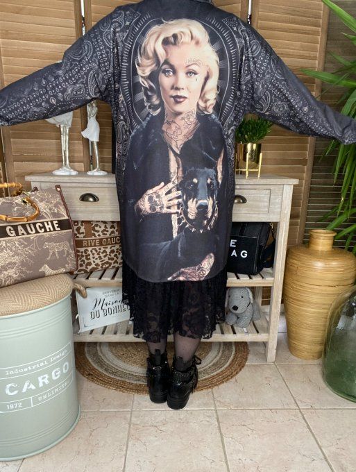 Robe trapèze noire et dentelle Marylin Monroe Doberman du 38 au 46