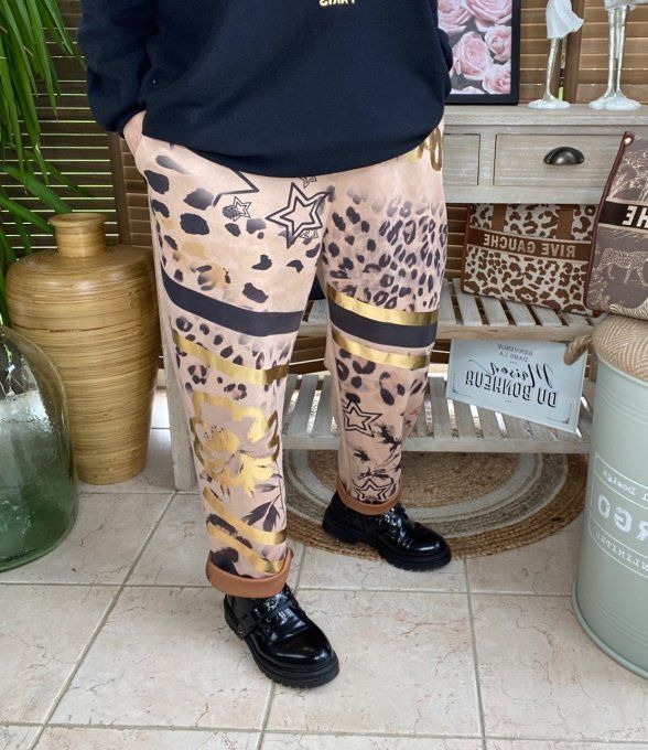 panta jogg (pantalon magique) suédine camel Rock étoiles Fleurs Léopard du 40 au 48/50 