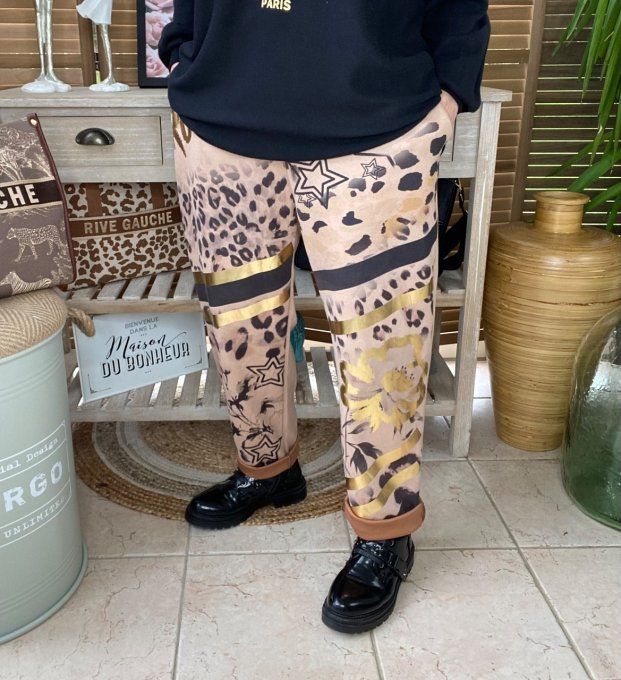 panta jogg (pantalon magique) suédine camel Rock étoiles Fleurs Léopard du 40 au 48/50 