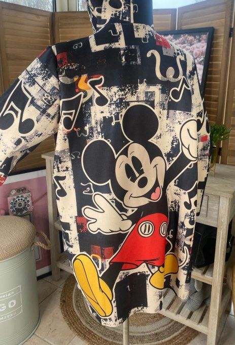 Veste à capuche mi-longue noire marbrée Music Mickey Mouse du 34 au 44 