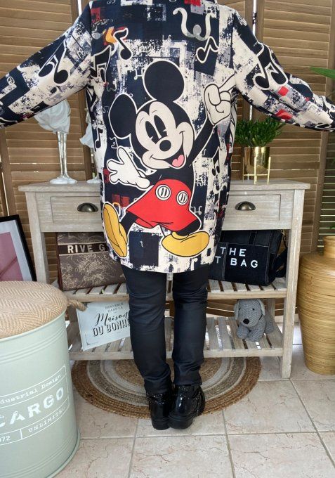 Veste à capuche mi-longue noire marbrée Music Mickey Mouse du 34 au 44 