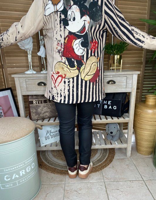 Veste blazer doublée grège rayée Mickey Mouse Vintage du 34 au 42 