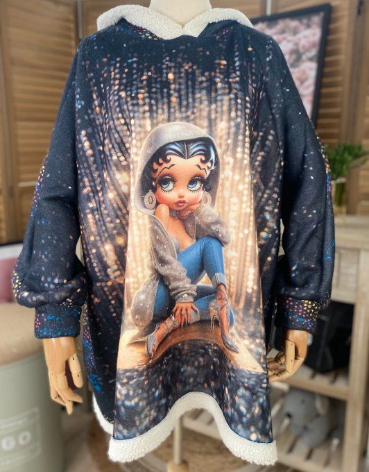 Sweat à capuche Betty Boop Glamour intérieur Sherpa du 42 au 54 