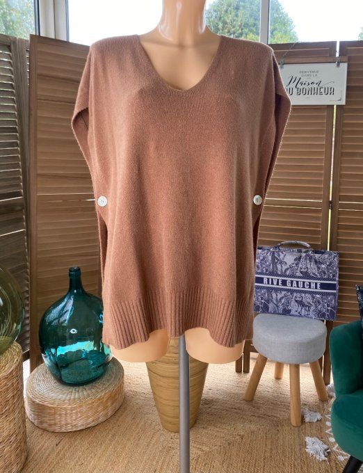 pull sans manches façon poncho camel sans laine douceur +++ du 38 au 50