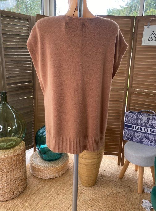 pull sans manches façon poncho camel sans laine douceur +++ du 38 au 50