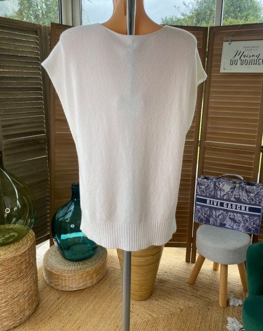 pull sans manches façon poncho blanc sans laine douceur +++ du 38 au 50