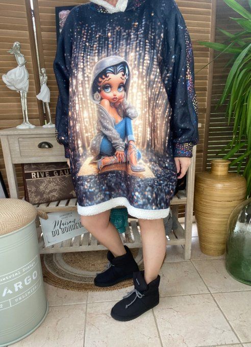 Sweat à capuche Betty Boop Glamour intérieur Sherpa du 42 au 54 