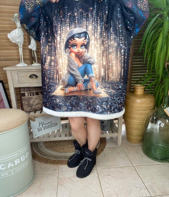 Sweat à capuche Betty Boop Glamour intérieur Sherpa du 42 au 54 