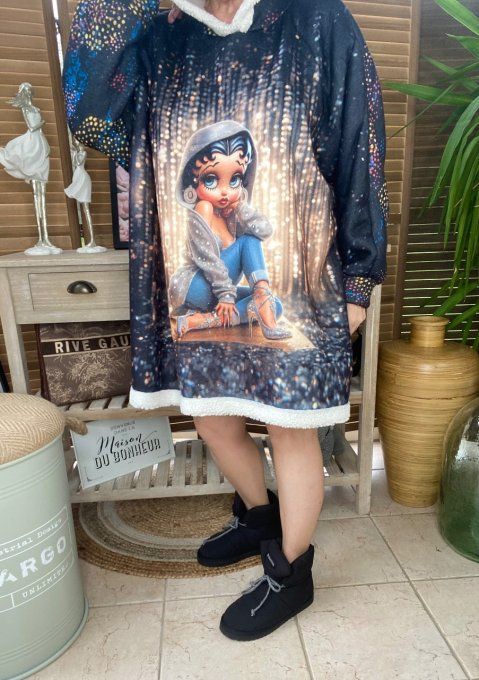 Sweat à capuche Betty Boop Glamour intérieur Sherpa du 42 au 54 