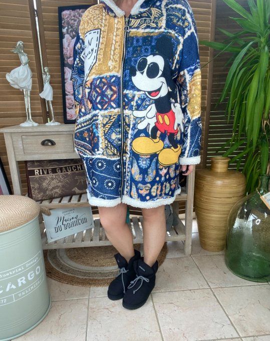 Veste à capuche Patchwork Mickey Mouse Rétro intérieur Sherpa du 40 au 50/52 