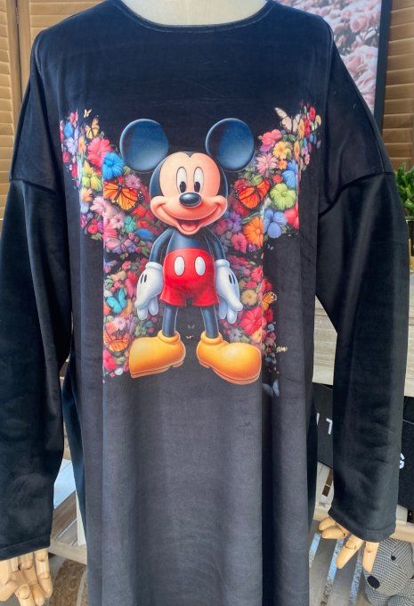 Robe ou chemise de nuit velours noir Mickey Mouse douceur +++ du 40 au 50