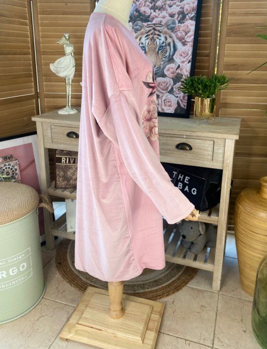 Robe ou chemise de nuit velours rose poudré Betty Boop douceur +++ du 40 au 50