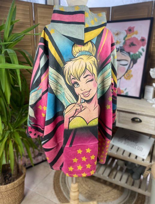 Manteau à capuche suédine multicolore Tinker.bell La Fée Clochette du 42 au 52 et même +