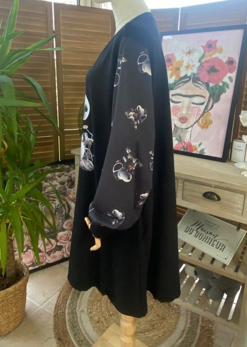 Robe trapèze ou tunique longue noire Snoopy Hard Rock Kiss du 38 au 48/50 