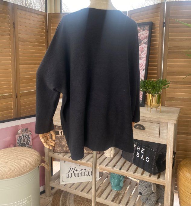 pull ample sans laine Armelle bis Noir col V douceur +++ du 40 au 50 