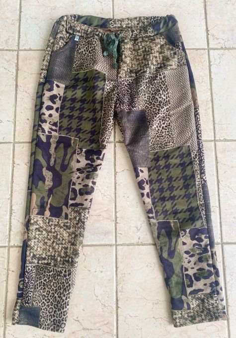 panta jogg (pantalon magique) suédine Kaki camouflage & Léopard du 38 au 46/48 