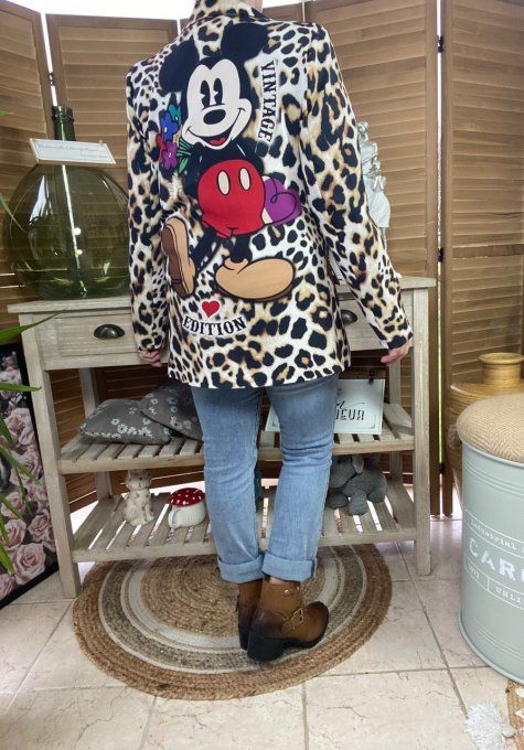 Veste blazer léopard doublée Mickey Mouse Vintage rétro Edition du 34 au 44 petit 46