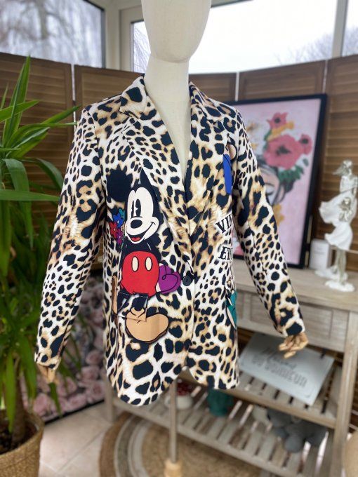 Veste blazer léopard doublée Mickey Mouse Vintage rétro Edition du 34 au 44 petit 46