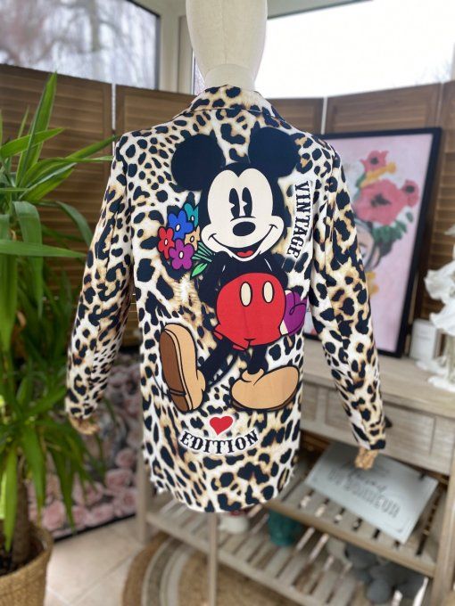 Veste blazer léopard doublée Mickey Mouse Vintage rétro Edition du 34 au 44 petit 46