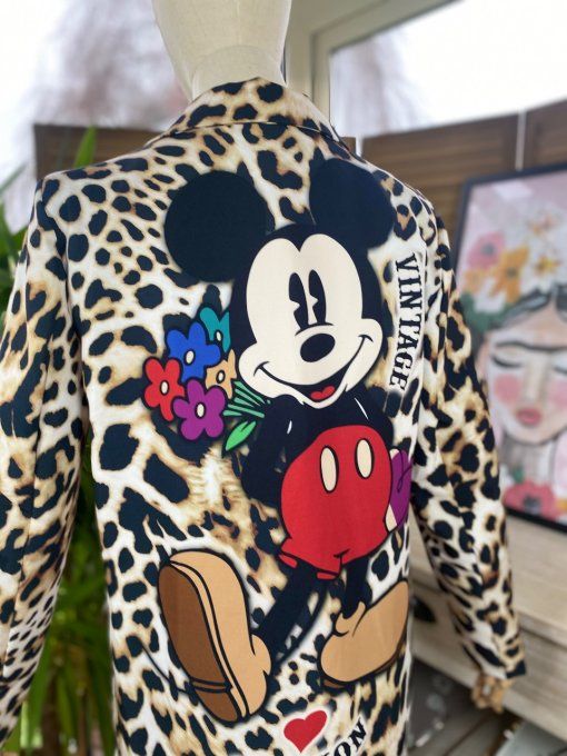 Veste blazer léopard doublée Mickey Mouse Vintage rétro Edition du 34 au 44 petit 46