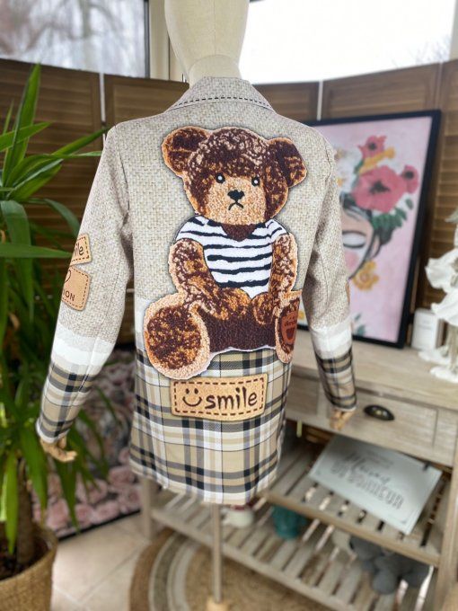 Veste blazer Tartan Carreaux doublée Teddy Bear Smile du 34 au 44 petit 46