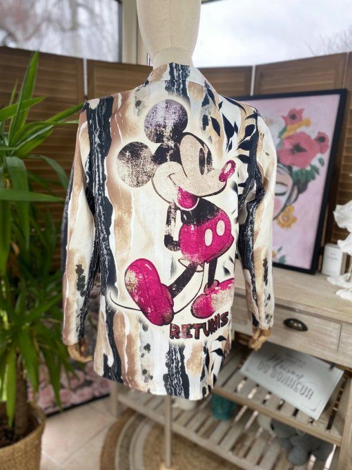 Veste blazer zébrée doublée Mickey Mouse Vintage Returns du 34 au 44 petit 46 