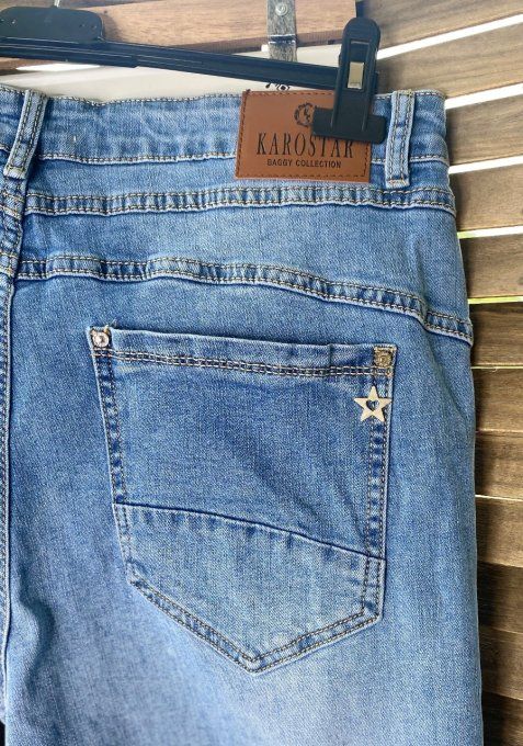 Jeans Karostar bleu stone clair droit boutons bijoux argentés du 42/44 au 48/50 