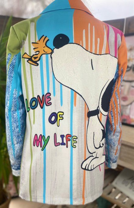 Veste blazer rayée Arc-en-ciel doublée Snoopy Love of my Life du 34 au 44 petit 46