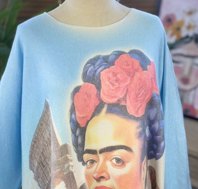 Pull de printemps ample sans laine multicolore Frida Kahlo Dolce Vita du 42 au 54/56