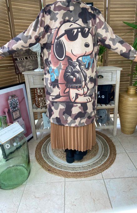 Veste longue suédine military Snoopy du 36 au 46 