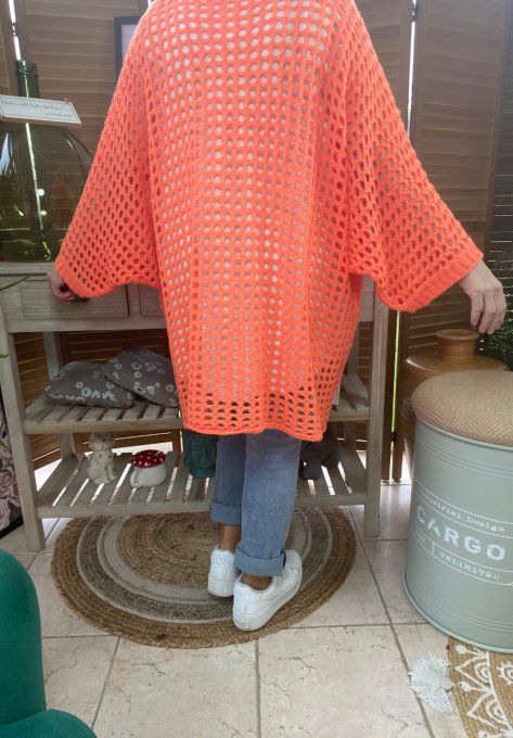 Pull asymétrique overisze sans laine maille filet orange douceur +++ du 42 au 54/56 