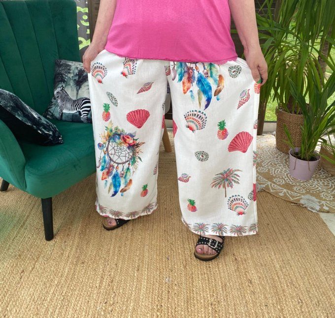 Pantalon Palazzo blanc Attrape-rêves Esprit Tropical chic du 42 au 50/52 