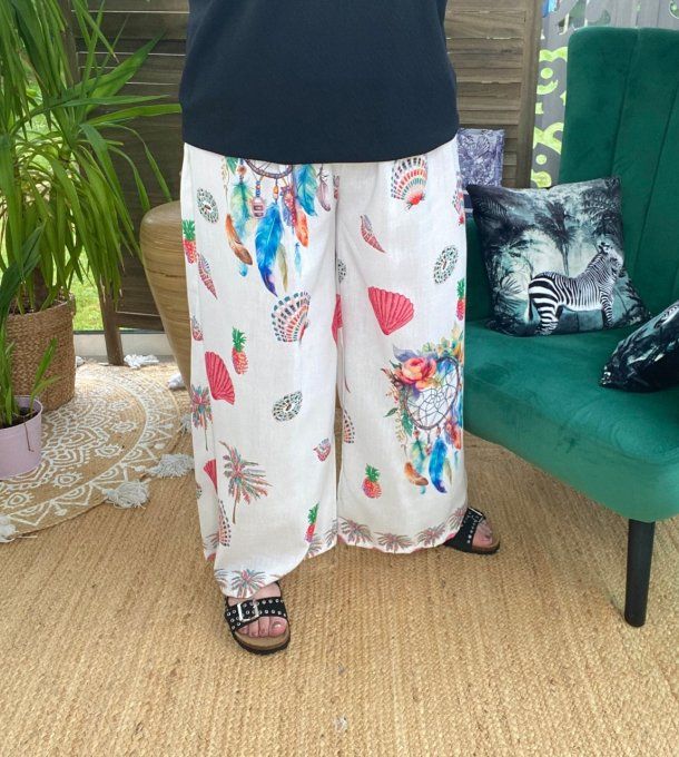 Pantalon Palazzo blanc Attrape-rêves Esprit Tropical chic du 42 au 50/52 